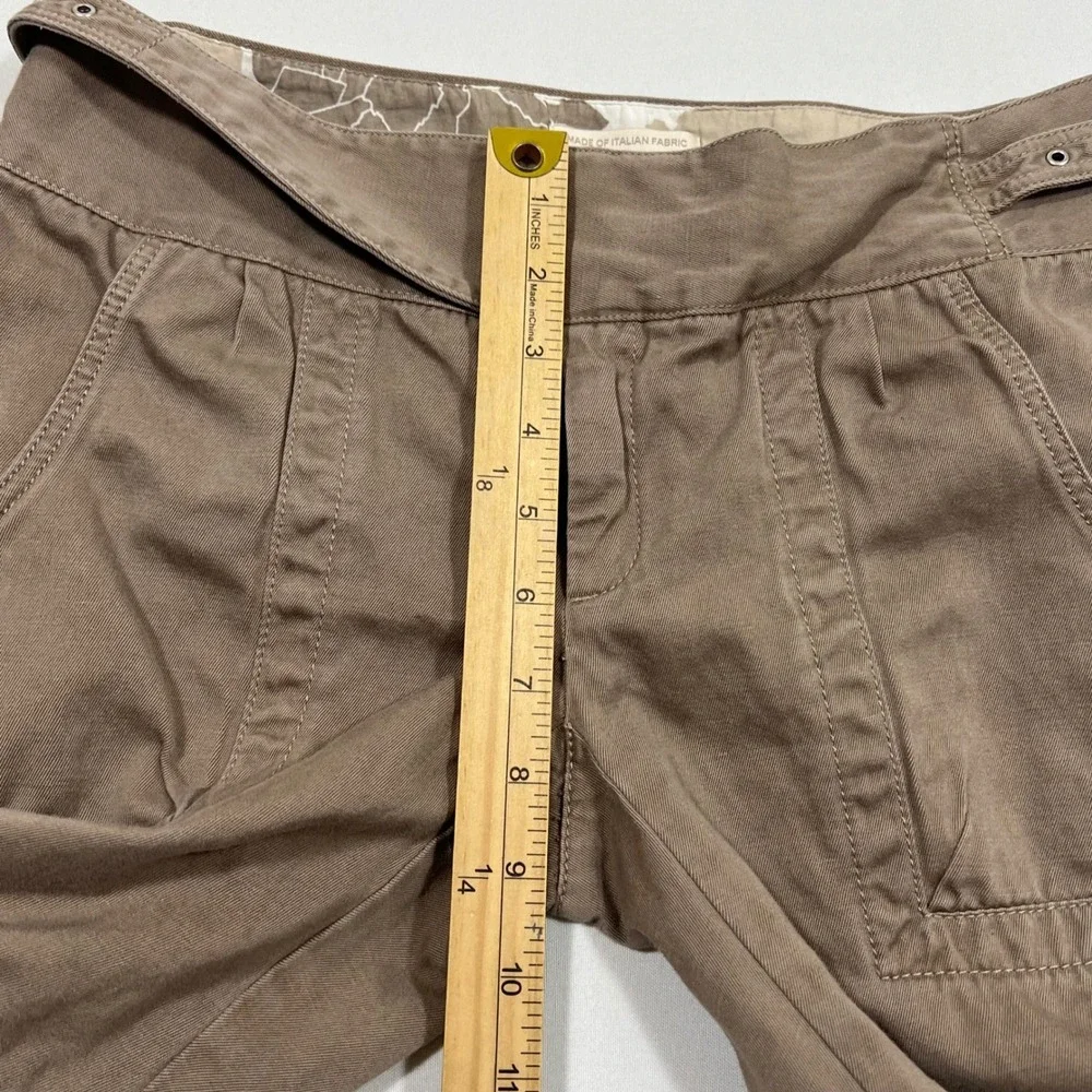 Banana Republic Heritage Utility Pants Italian Linen Blend Buckle Taupe Womens 2